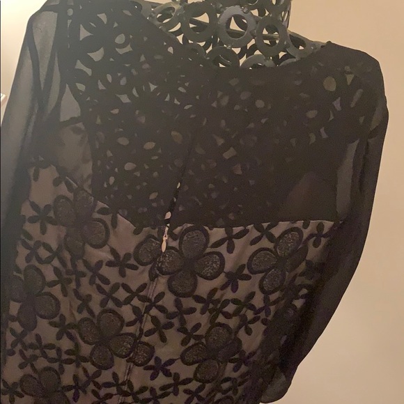 Black/cream sheer/mesh dress, beautifully detailed - Picture 3 of 5